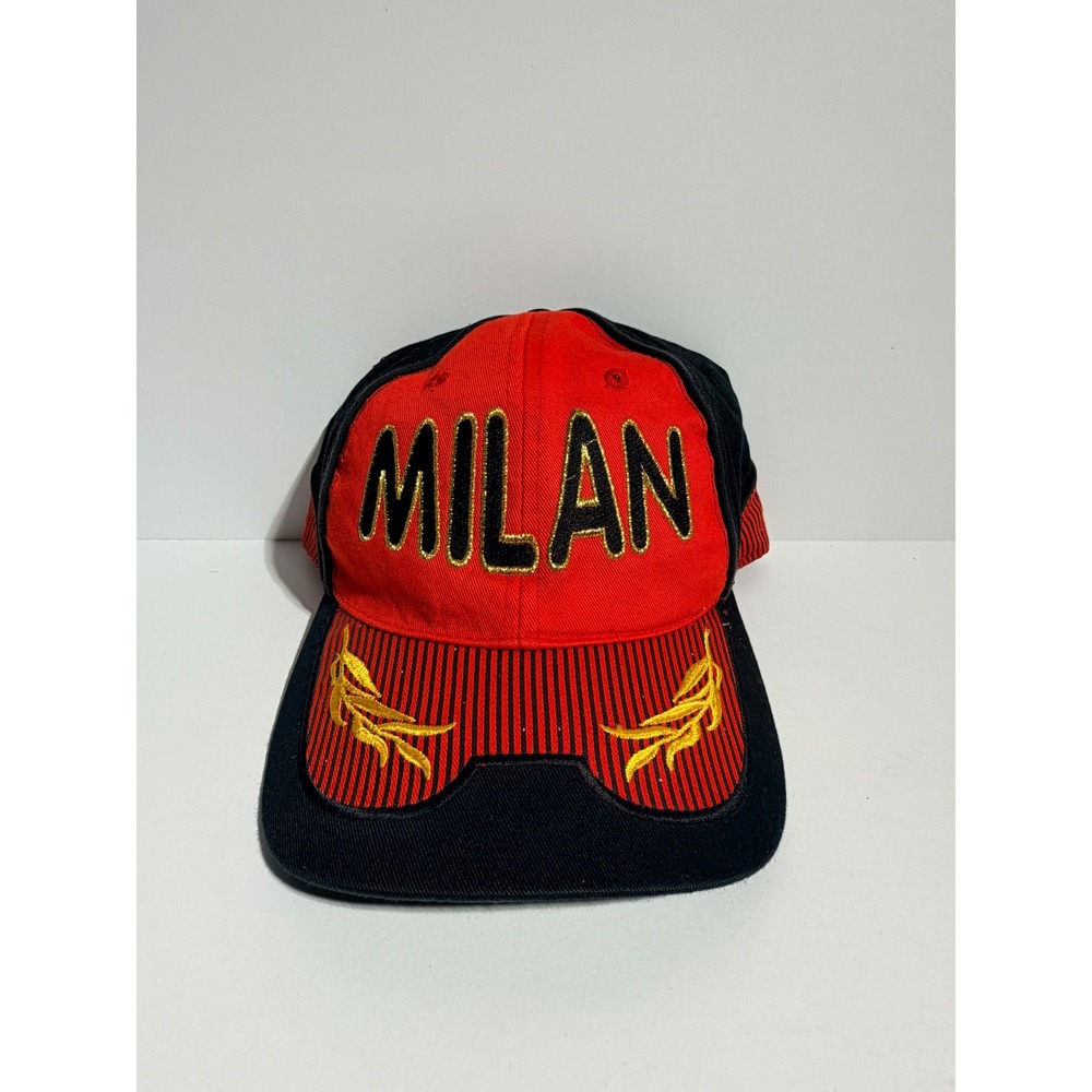 Vintage AC Milan Baseball Cap Mens OSFM Red Black Gold Embroidered Italy